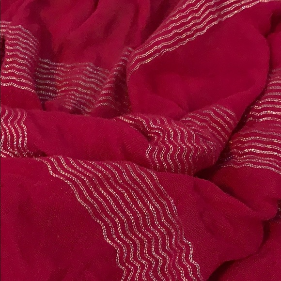 Scrunched Pink with Silver Stripes & Fringe - Picture 2 of 2